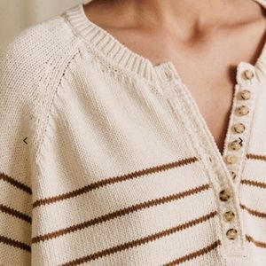 Sezane LÉONTINE JUMPER - XXXL Ecru/Camel